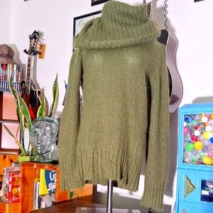 H&M Sage Green Wool Cowl Neck Sweater